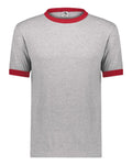 Augusta Sportswear 710 Unisex 50/50 Ringer T-Shirt - Athletic Heather/ Red - front