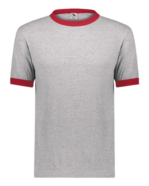 Augusta Sportswear 710 Unisex 50/50 Ringer T-Shirt - Athletic Heather/ Red - front