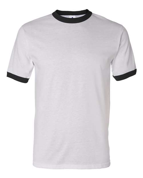 Augusta Sportswear 710 Unisex 50/50 Ringer T-Shirt - White/ Black - front