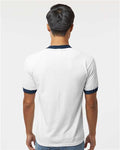 Augusta Sportswear 710 Unisex 50/50 Ringer T-Shirt - White/ Navy - model back