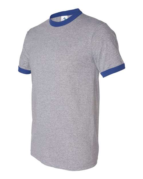 Augusta Sportswear 710 Unisex 50/50 Ringer T-Shirt - Athletic Heather/ Royal - front