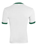 Augusta Sportswear 710 Unisex 50/50 Ringer T-Shirt - White/ Dark Green - back