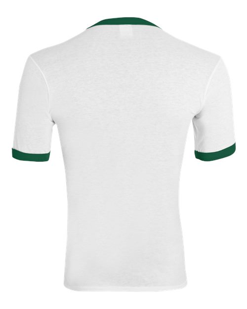 Augusta Sportswear 710 Unisex 50/50 Ringer T-Shirt - White/ Dark Green - back