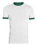 Augusta Sportswear 710 Unisex 50/50 Ringer T-Shirt - White/ Dark Green - front