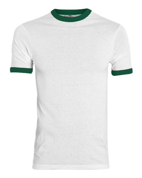 Augusta Sportswear 710 Unisex 50/50 Ringer T-Shirt - White/ Dark Green - front