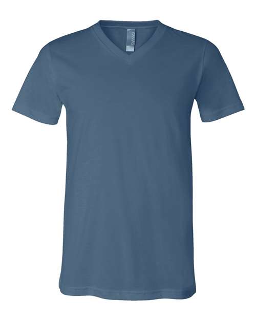 Bella + Canvas 3005 Jersey V-Neck Tee - Steel Blue - front