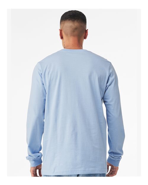 Bella+Canvas 3501 Unisex Jersey Long Sleeve Tee - Baby Blue - model back
