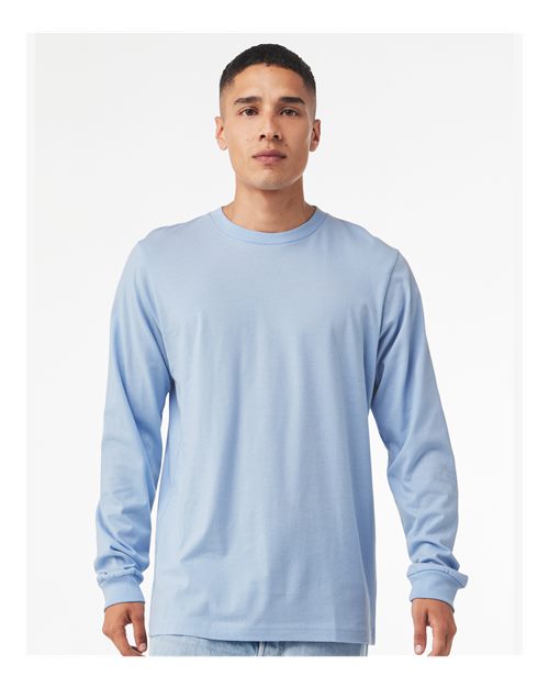 Bella+Canvas 3501 Unisex Jersey Long Sleeve Tee - Baby Blue - model front
