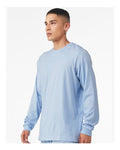 Bella+Canvas 3501 Unisex Jersey Long Sleeve Tee - Baby Blue - model side