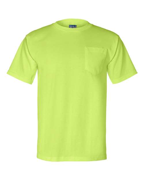 Bayside 3015 Unisex Union-Made Pocket T-Shirt - Lime Green - front