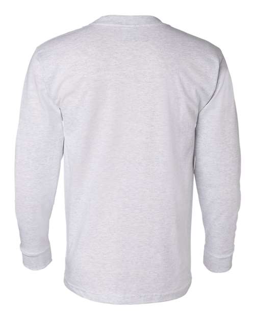 Bayside 8100 Unisex USA-Made Long Sleeve Pocket T-Shirt - Ash - back