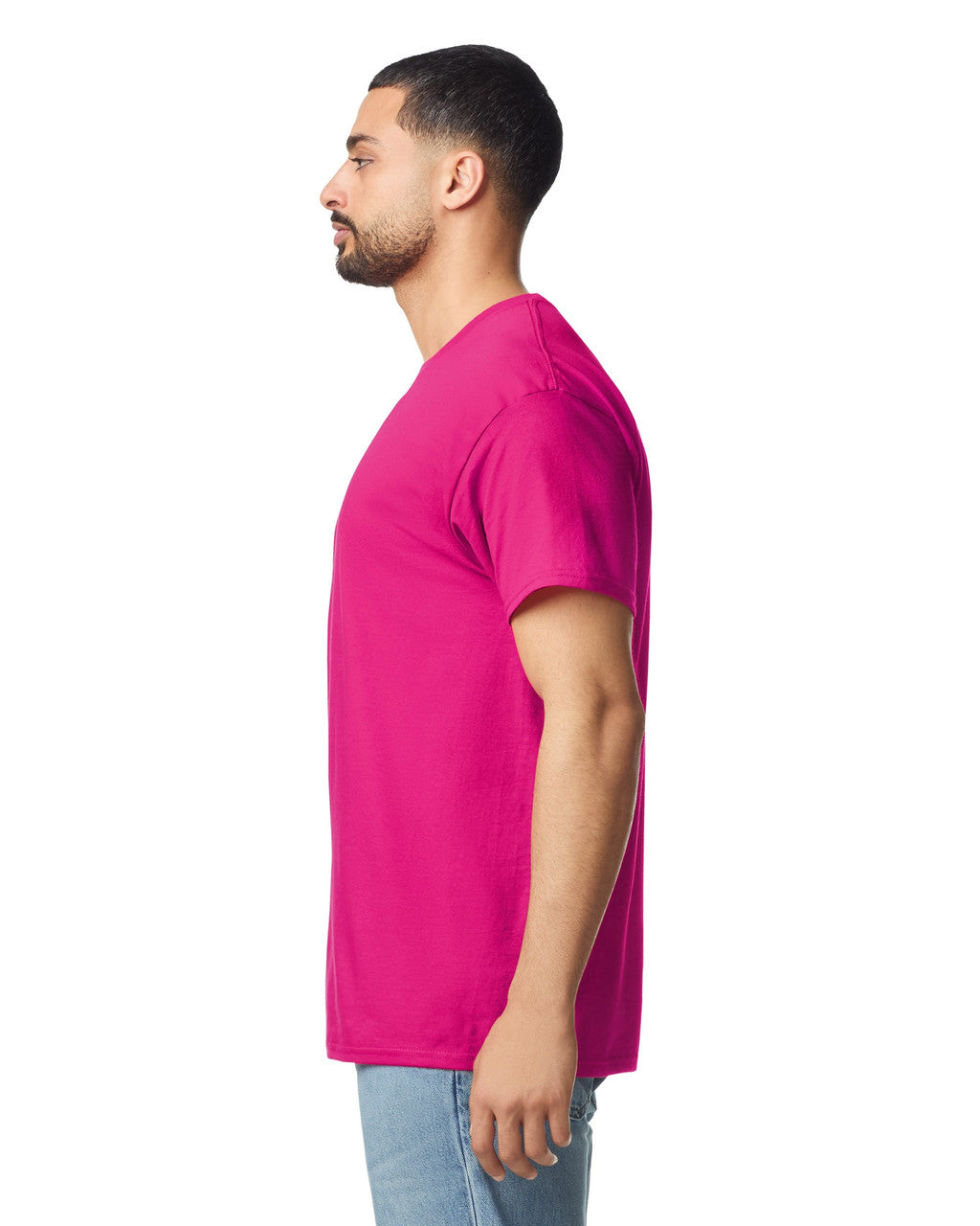 Gildan G300 Heavyweight Cotton T-Shirt - Heliconia - model side