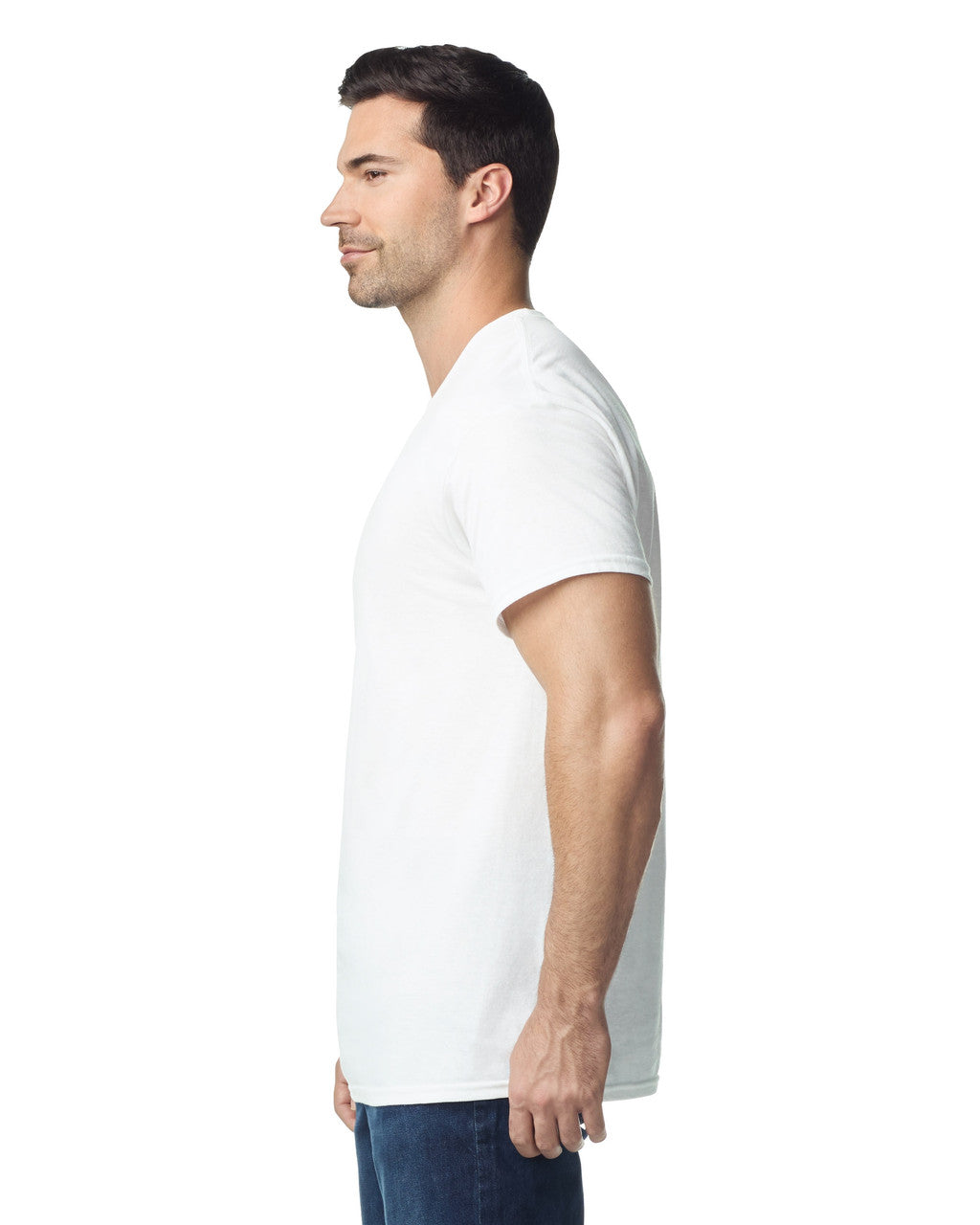 Gildan G300 Heavyweight Cotton T-Shirt - White - model side