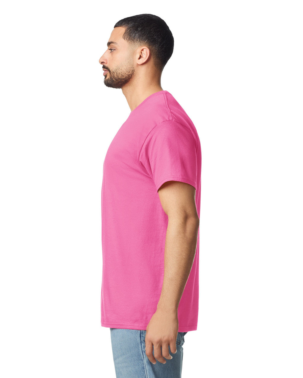 Gildan G300 Heavyweight Cotton T-Shirt - Azalea - model side