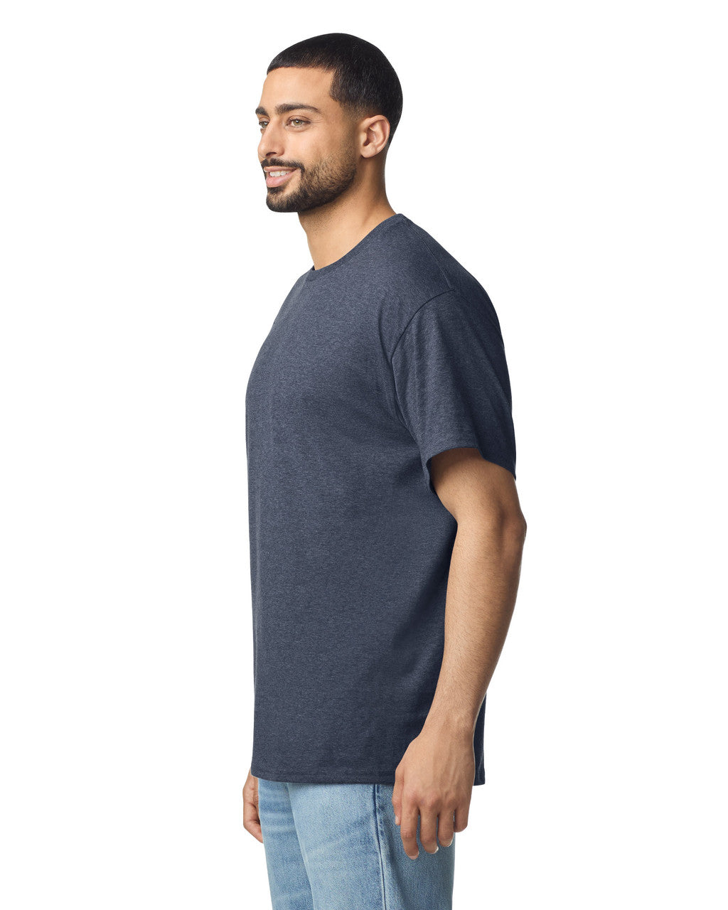 Gildan G300 Heavyweight Cotton T-Shirt - Navy - model side
