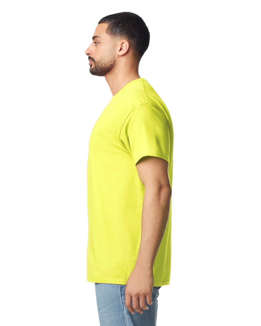 Gildan G300 Heavyweight Cotton T-Shirt - Safety Green - model side