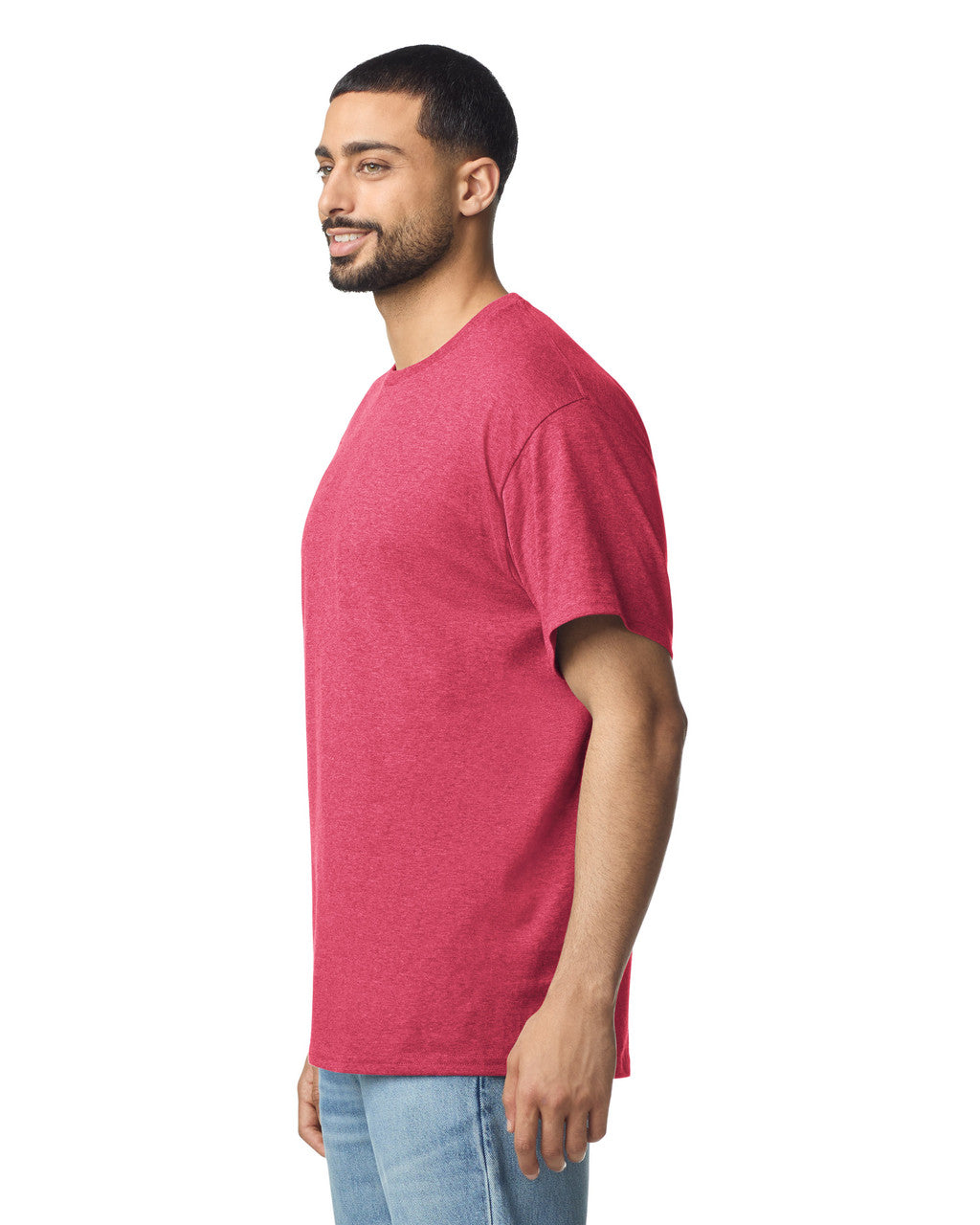 Gildan G300 Heavyweight Cotton T-Shirt - Red - model side