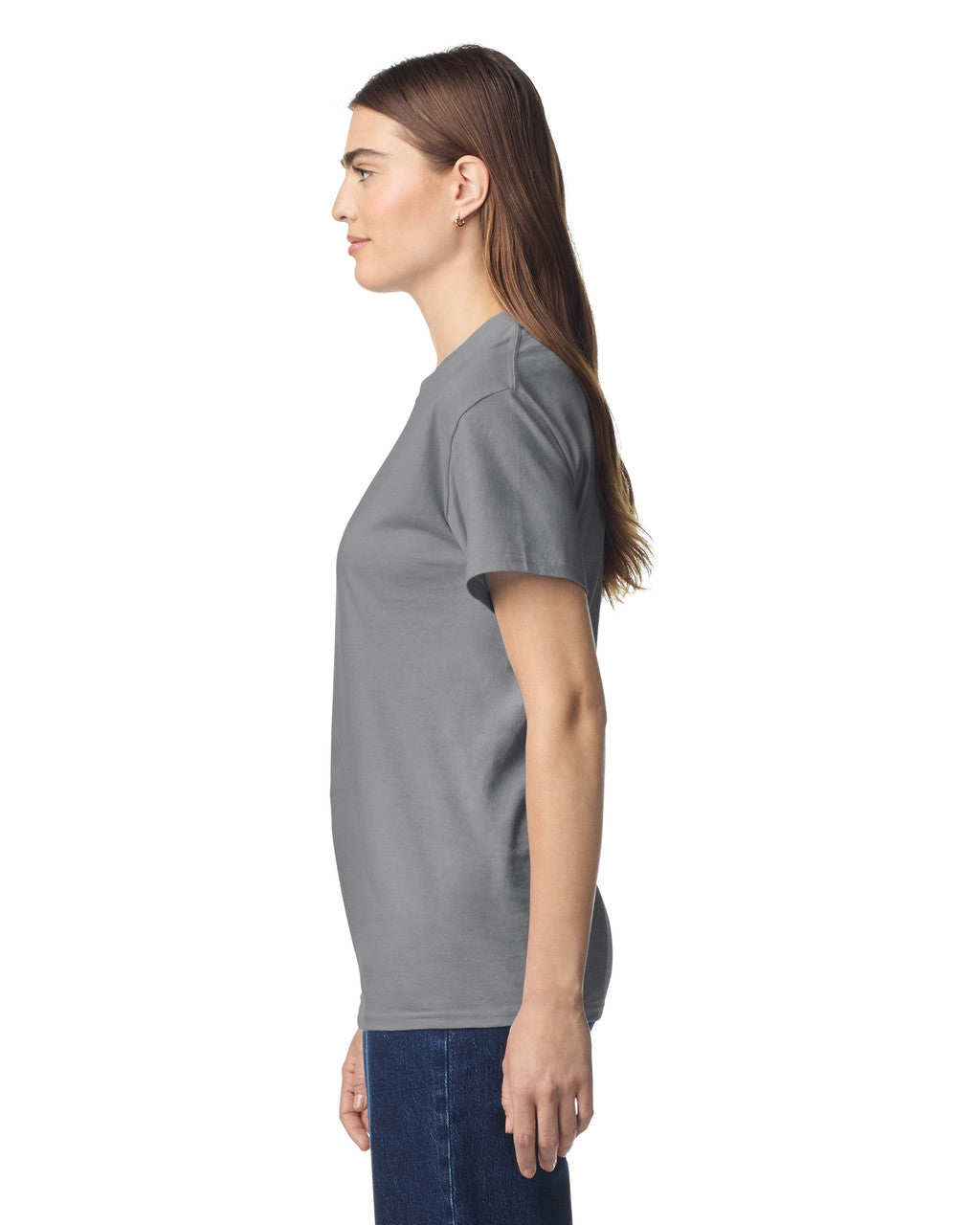 Gildan G300 Heavyweight Cotton T-Shirt - Gravel - model side