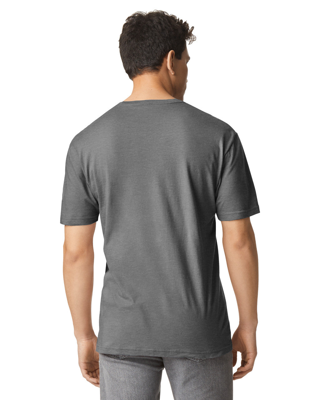 Gildan G300 Heavyweight Cotton T-Shirt - Heather Dark Grey - model back
