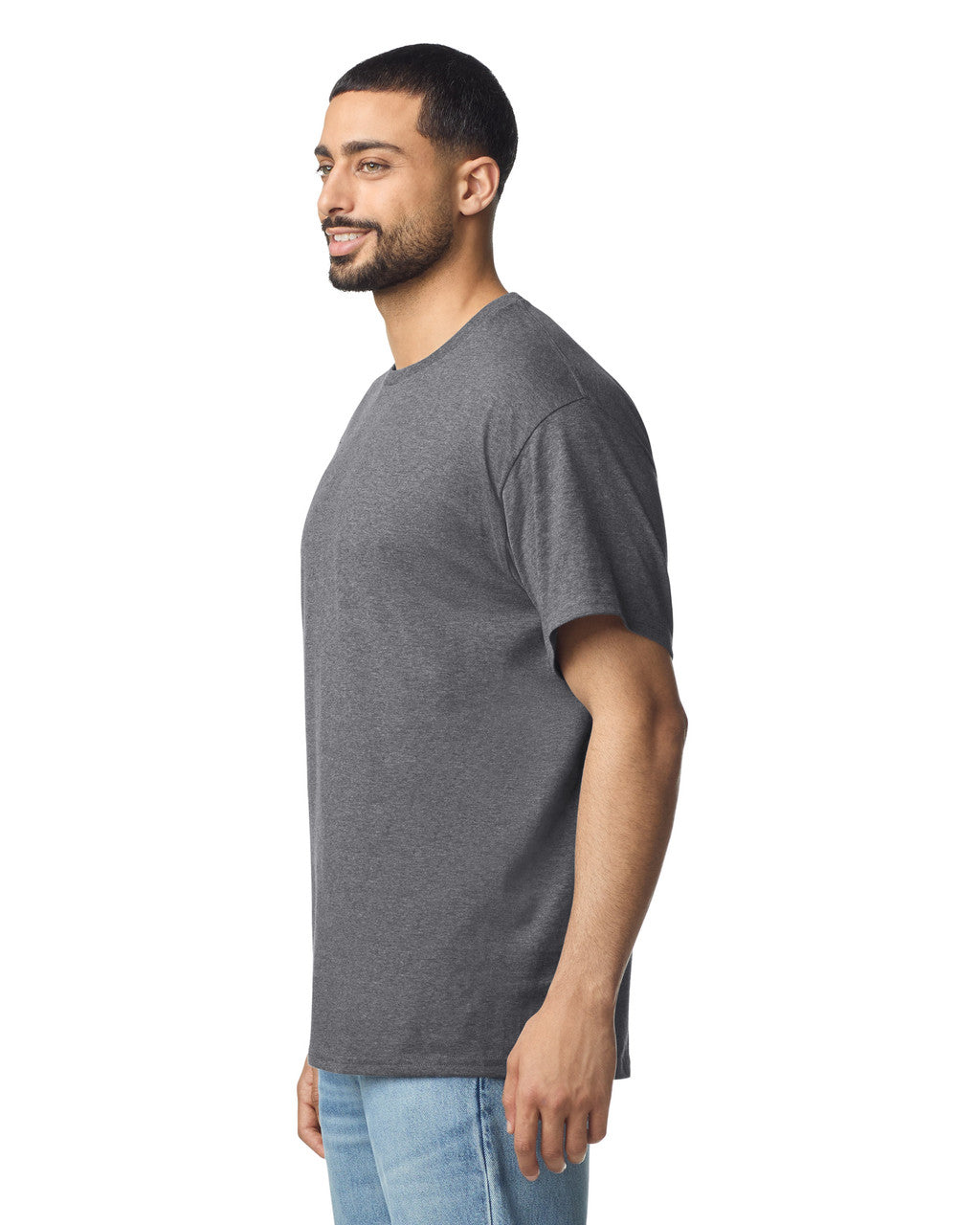 Gildan G300 Heavyweight Cotton T-Shirt - Graphite Heather - model side