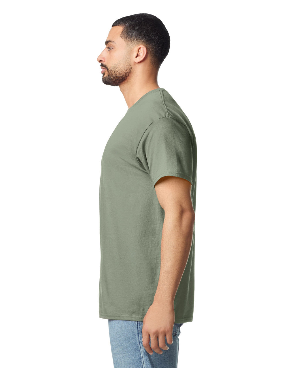Gildan G300 Heavyweight Cotton T-Shirt - Sage - model side