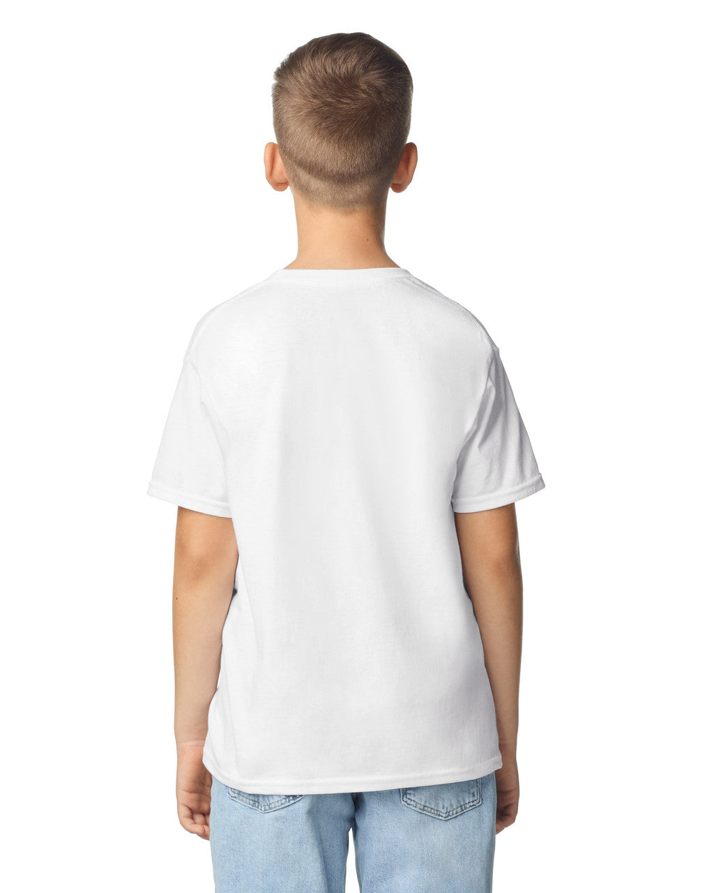 Gildan 3000B Youth Light Cotton T-Shirt - White - model back