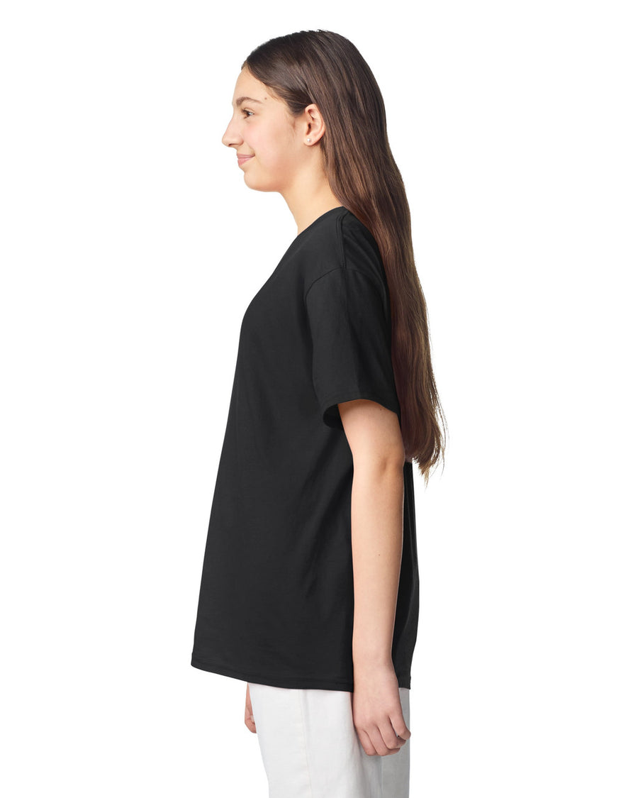 Gildan 3000B Youth Light Cotton T-Shirt - Black - model side