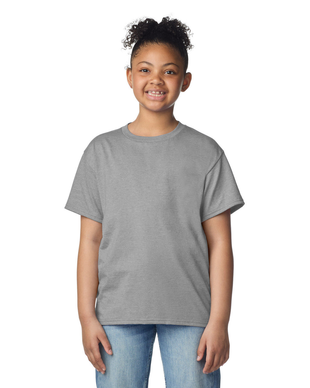 Gildan 3000B Youth Light Cotton T-Shirt - Sport Grey - model front