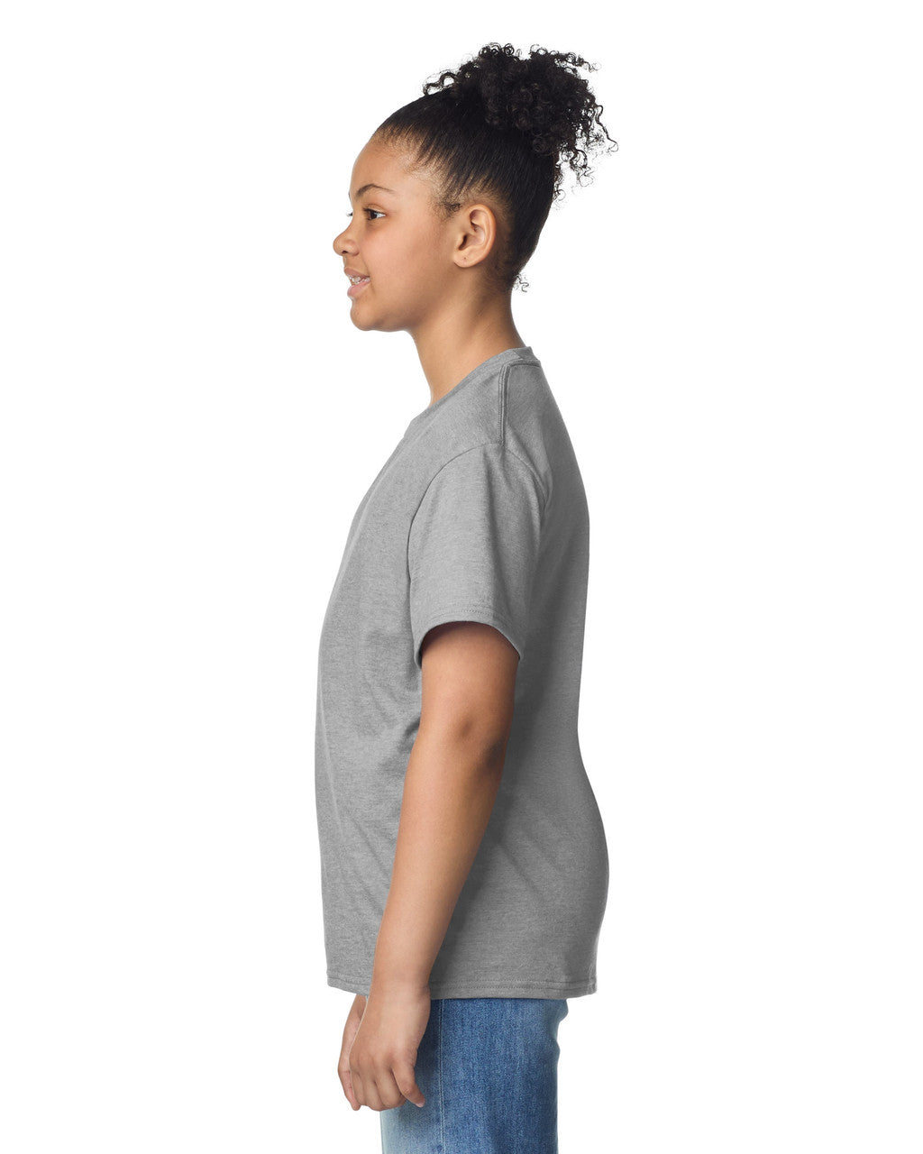Gildan 3000B Youth Light Cotton T-Shirt - Sport Grey - model side