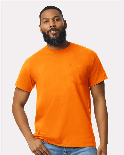 Gildan 2300 Unisex Ultra Cotton Pocket T-Shirt - Safety Orange - model front