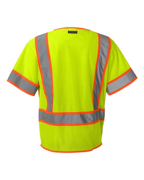 Kishigo 1242-1243 Unisex Ultra-Cool Six-Pocket Mesh Surveyor’s Vest - Lime - back