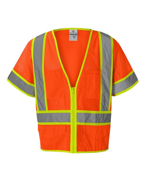 Kishigo 1242-1243 Unisex Ultra-Cool Six-Pocket Mesh Surveyor’s Vest - Orange - front
