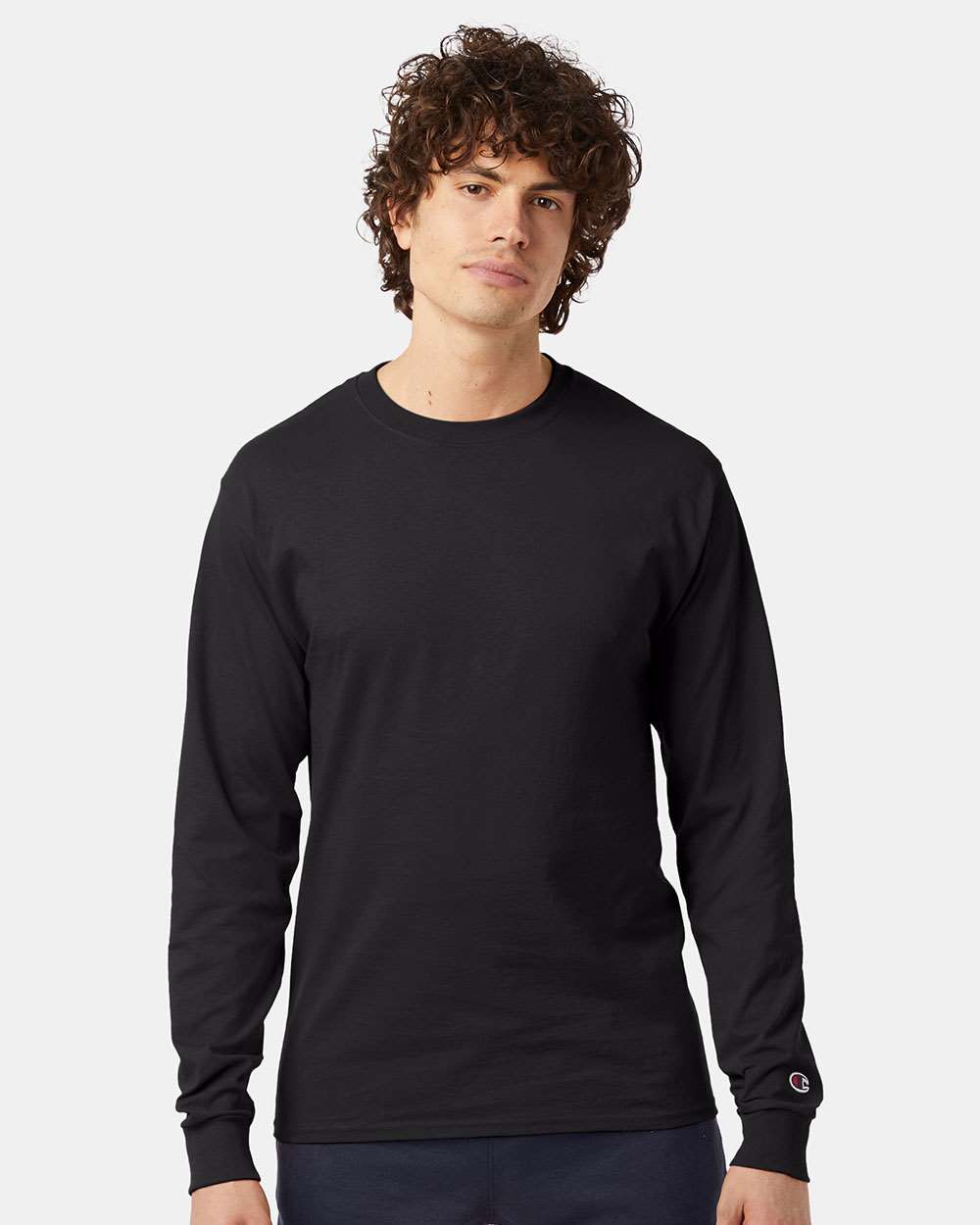Unisex Long Sleeve T-Shirt in Black, front view