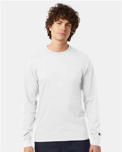 Champion CC8C Unisex Long Sleeve T-Shirt - White - model front