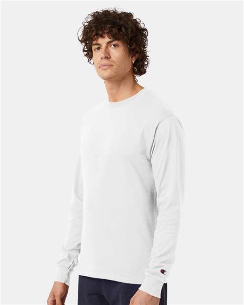 Champion CC8C Unisex Long Sleeve T-Shirt - White - model side