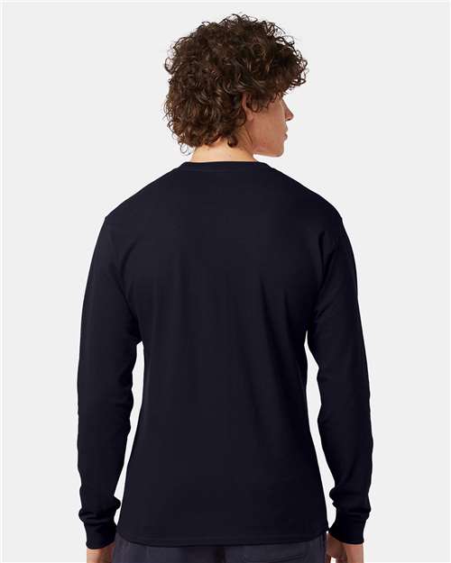 Champion CC8C Unisex Long Sleeve T-Shirt - Navy - model back