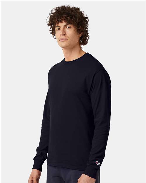 Champion CC8C Unisex Long Sleeve T-Shirt - Navy - model side