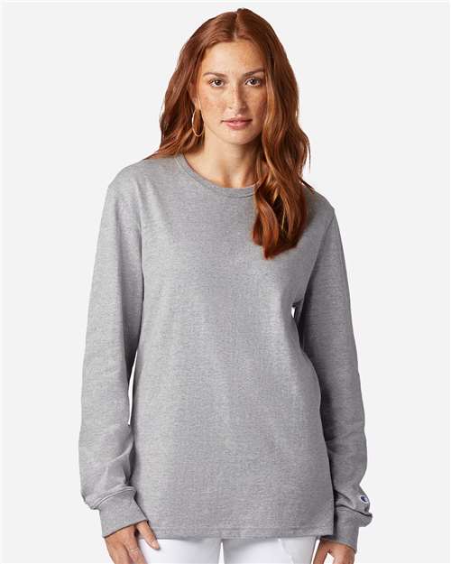 Champion CC8C Unisex Long Sleeve T-Shirt - Light Steel - model front