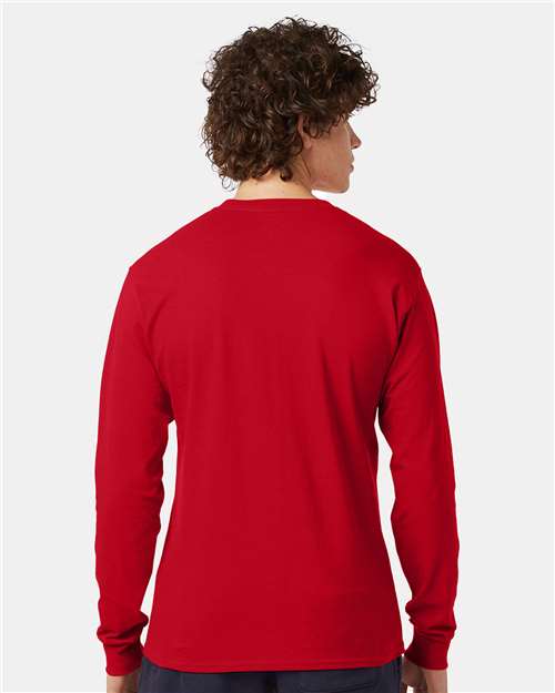Champion CC8C Unisex Long Sleeve T-Shirt - Red - model back