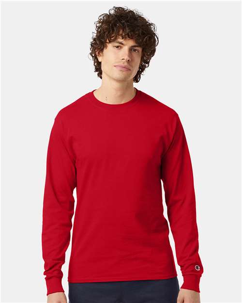 Champion CC8C Unisex Long Sleeve T-Shirt - Red - model front