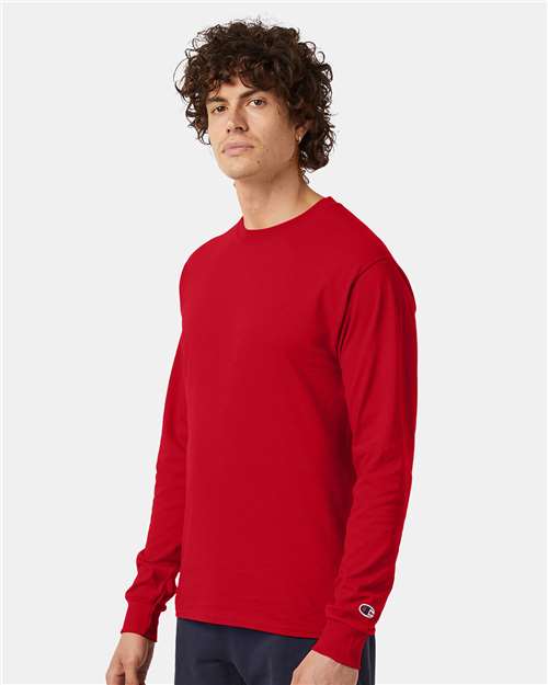 Champion CC8C Unisex Long Sleeve T-Shirt - Red - model side