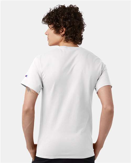 Champion T425 Unisex Classic T-Shirt - White - model back