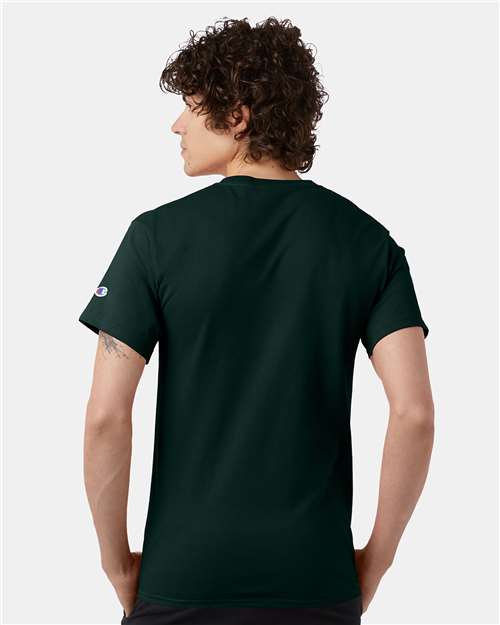 Champion T425 Unisex Classic T-Shirt - Dark Green - model back