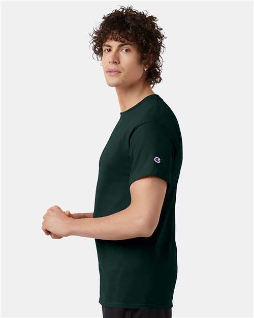 Champion T425 Unisex Classic T-Shirt - Dark Green - model side