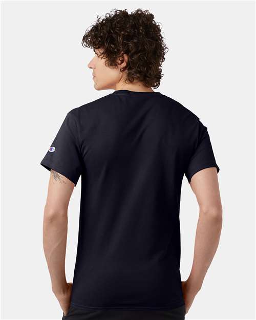 Champion T425 Unisex Classic T-Shirt - Navy - model back
