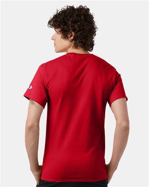 Champion T425 Unisex Classic T-Shirt - Red - model back