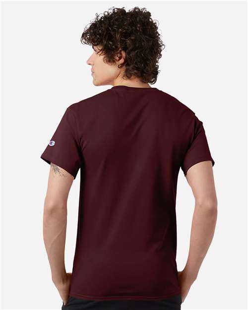 Champion T425 Unisex Classic T-Shirt - Maroon - model back