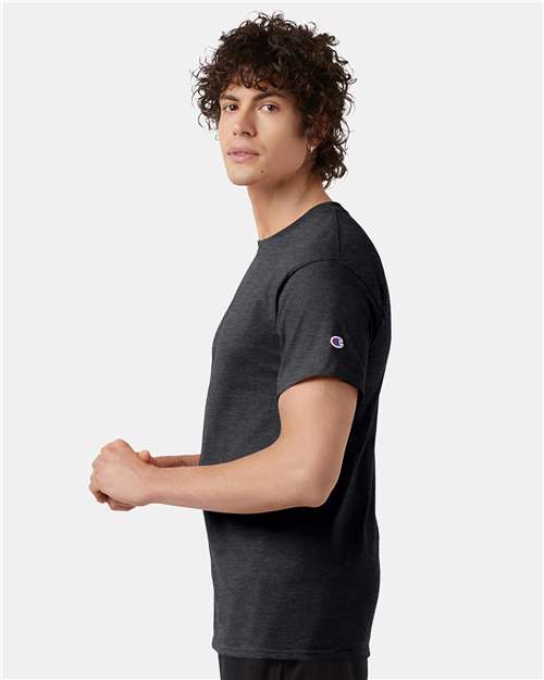 Champion T425 Unisex Classic T-Shirt - Charcoal Heather - model side