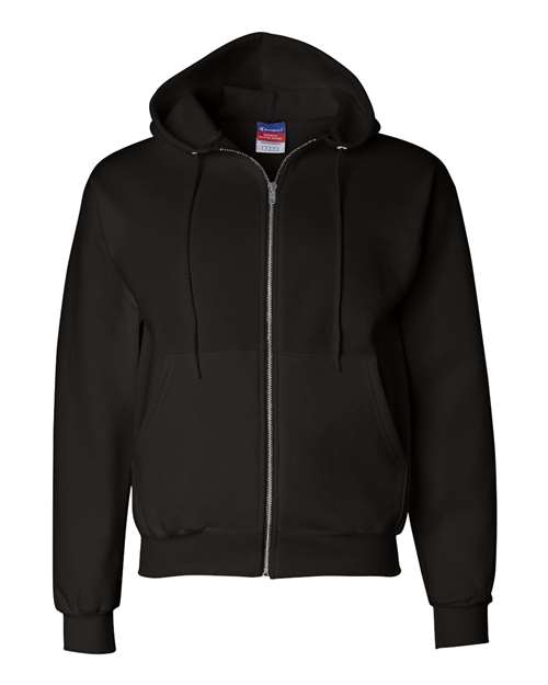 Champion S800 Powerblend Full-Zip Hooded Sweatshirt - Black - flat front