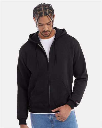 Champion S800 Powerblend Full-Zip Hooded Sweatshirt - Black - model front